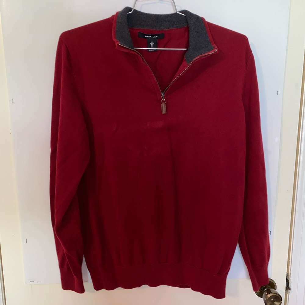 Red Zip up sweater Mark Law